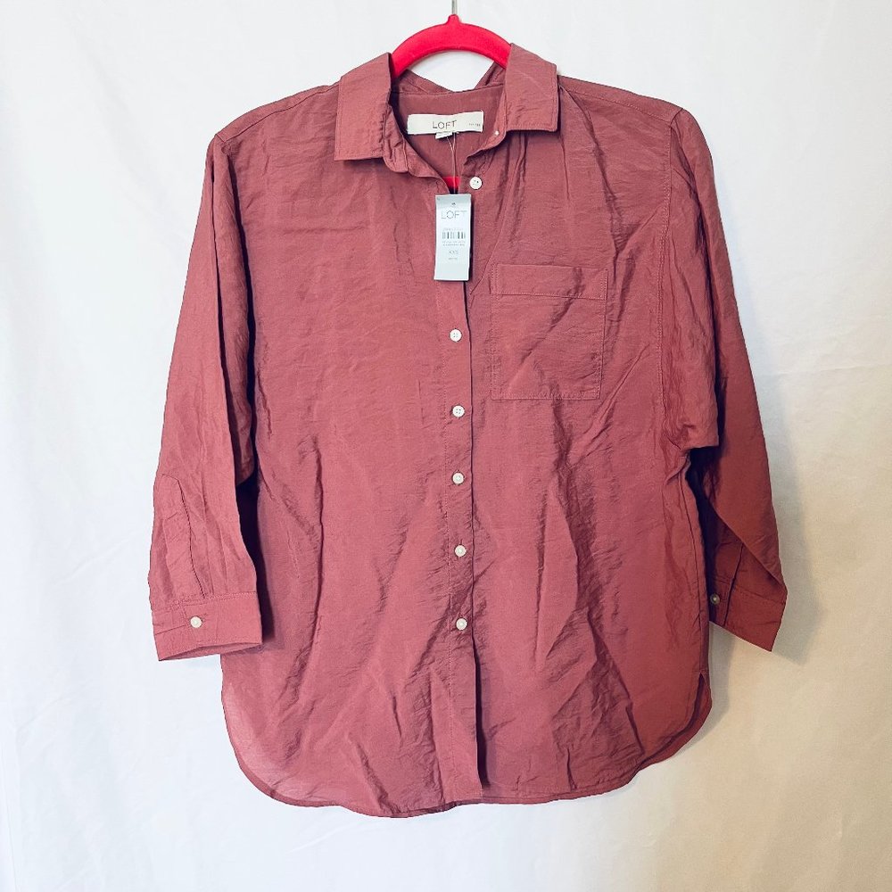 NWT LOFT Mauve Rose Blouse - Size XXS Petite